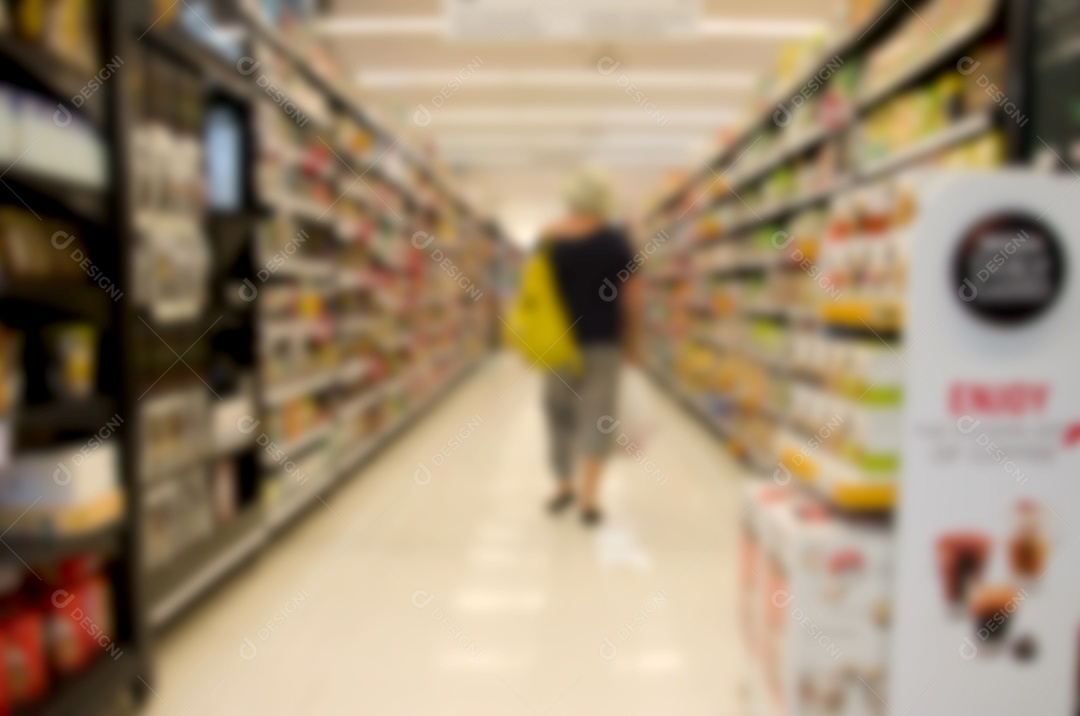 Imagem desfocada abstrata Departamento de doces e lanches para o fundo.