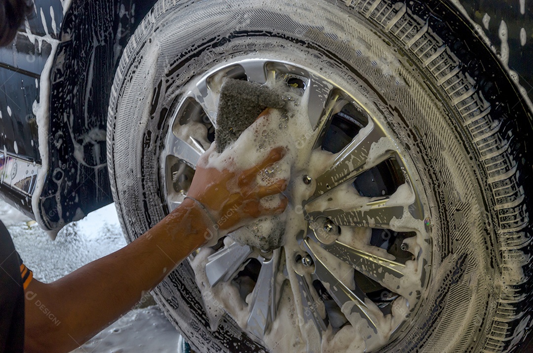 Roda de esponja de limpeza de carro com alça masculina