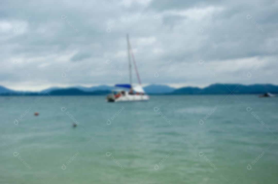 borrão Barco no oceano usado para exibição