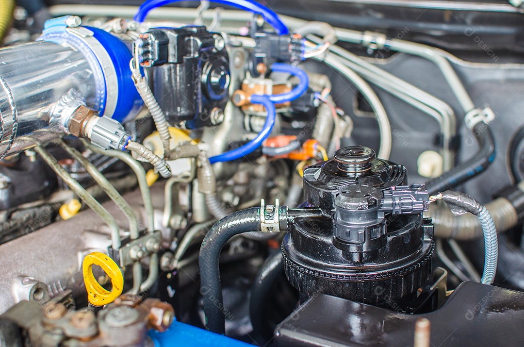 Motor de carro, novo e moderno close-up.