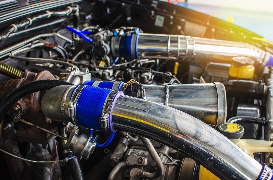 Close-up detial car engine, new and modern car.