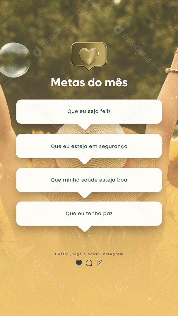 Story Meta do Mês que eu seja Feliz Frase Motivacional Social Media PSD Editável