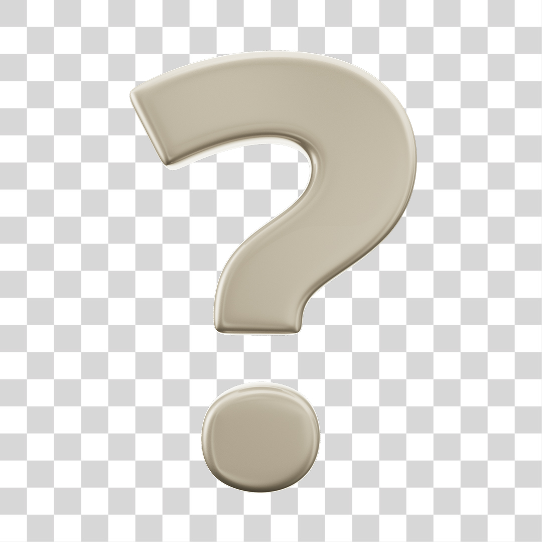 Ponto de Interrogação Branco Elemento 3D PNG Transparente