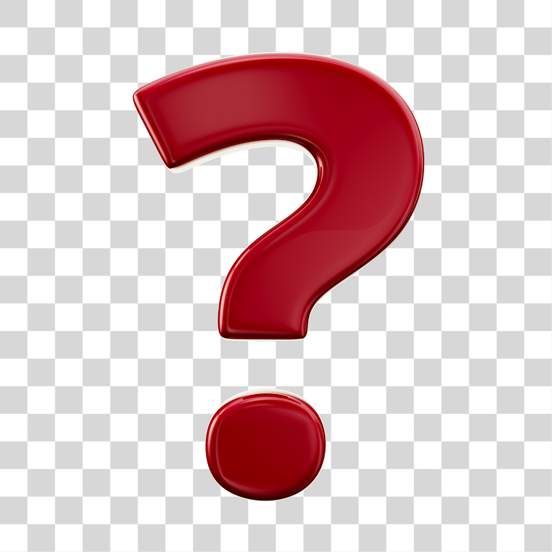 Ponto de Interrogação Vermelho Elemento 3D PNG Transparente