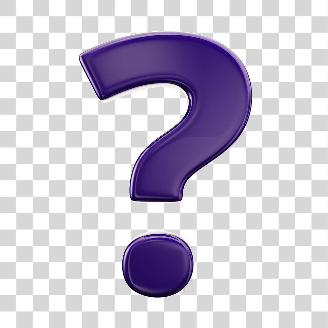Ponto de Interrogação Roxo Elemento 3D PNG Transparente