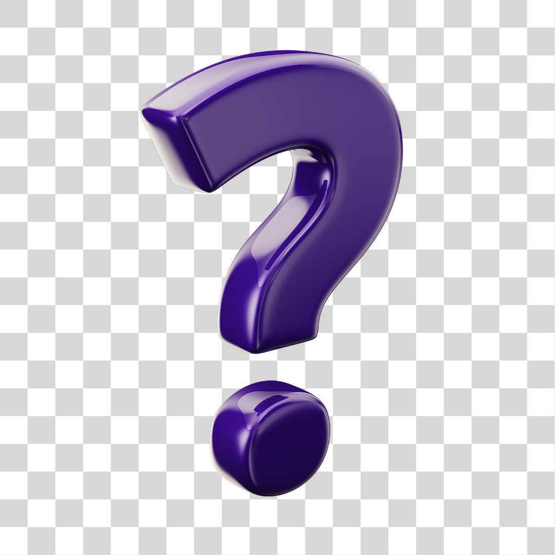 Ponto de Interrogação Roxo Elemento 3D PNG Transparente