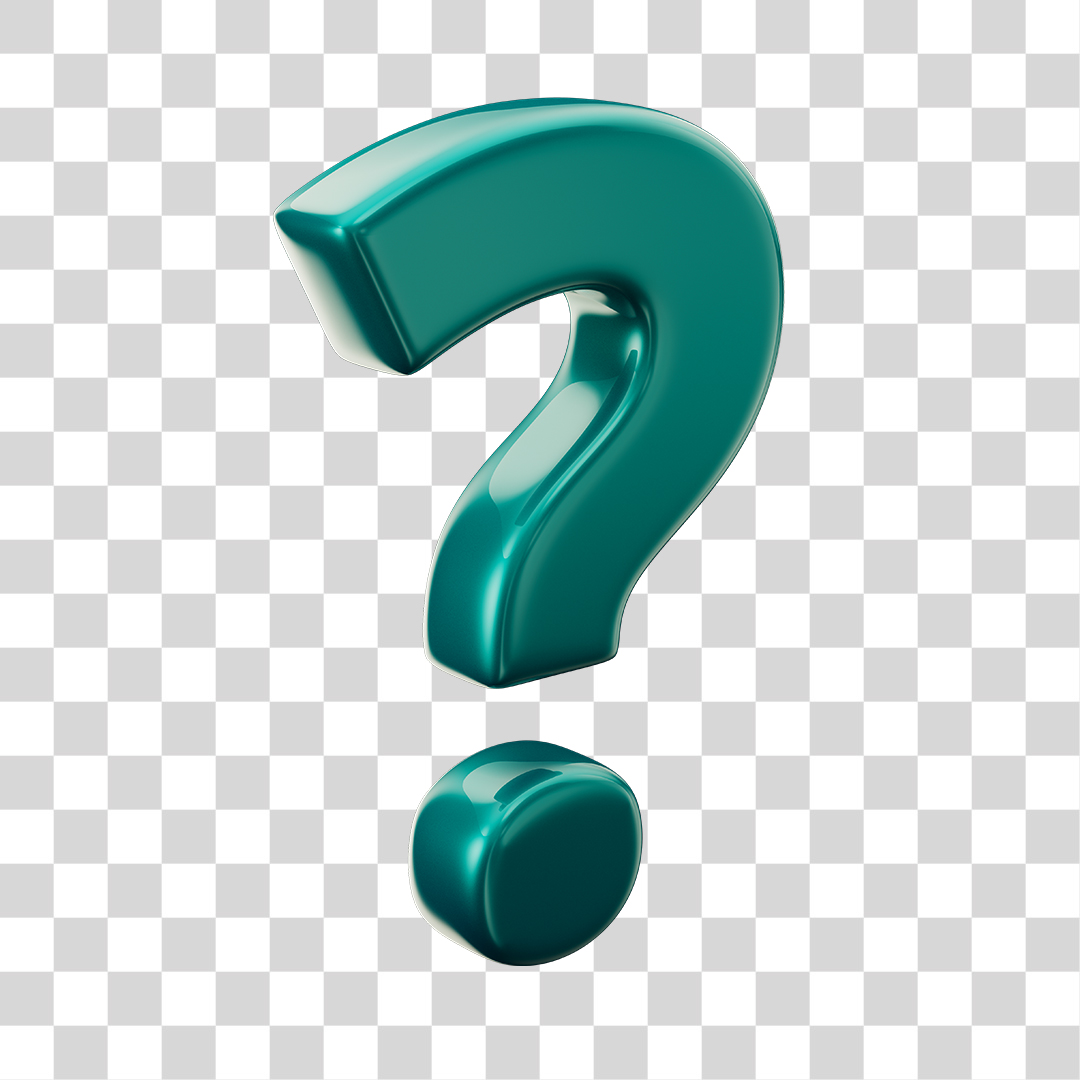 Ponto de Interrogação Azul Elemento 3D PNG Transparente