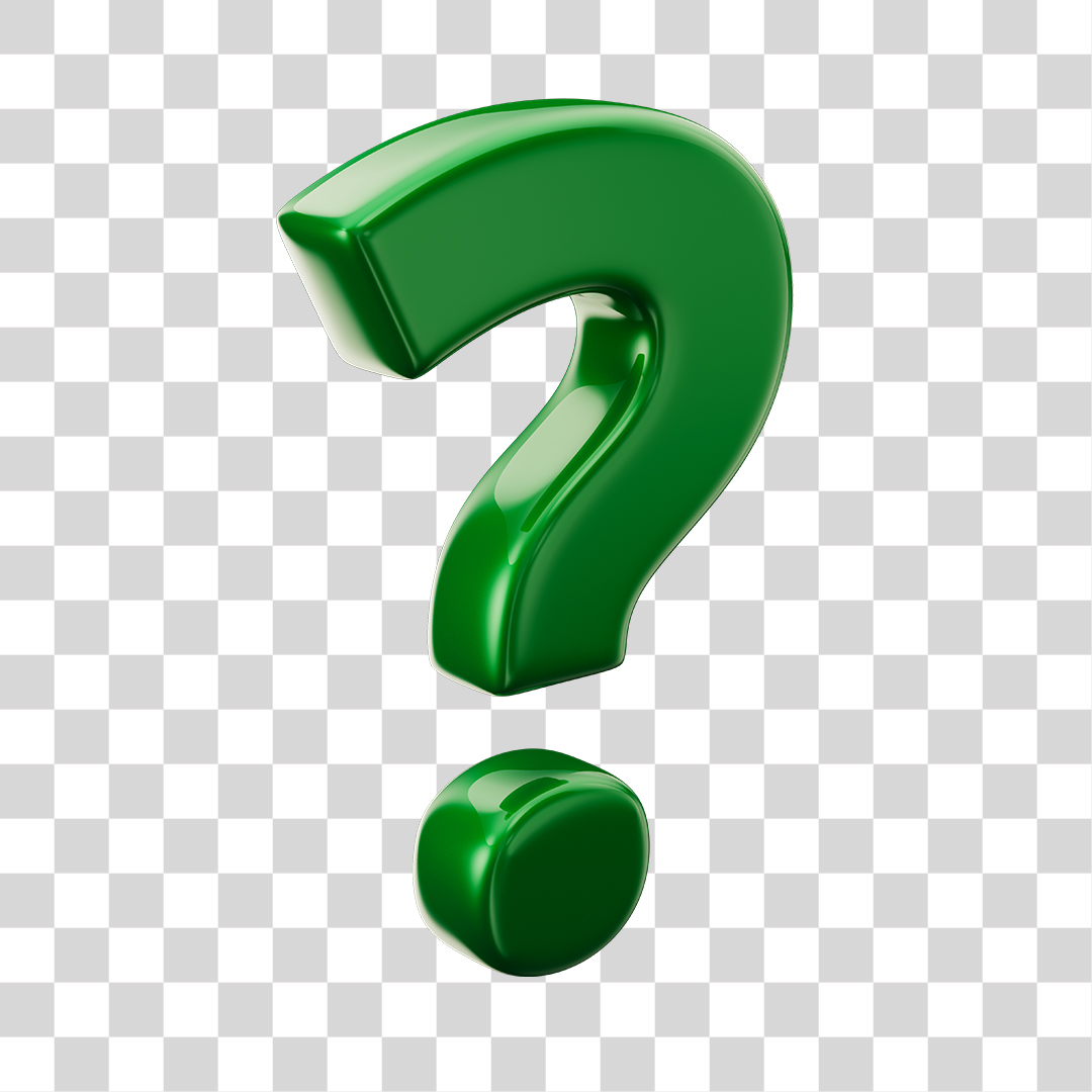 Ponto de Interrogação Verde Elemento 3D PNG Transparente