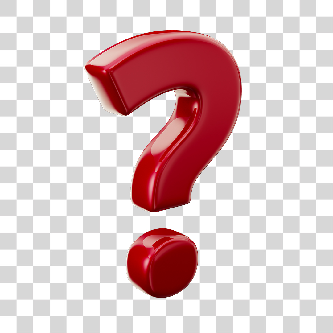 Ponto de Interrogação Vermelho Elemento 3D PNG Transparente
