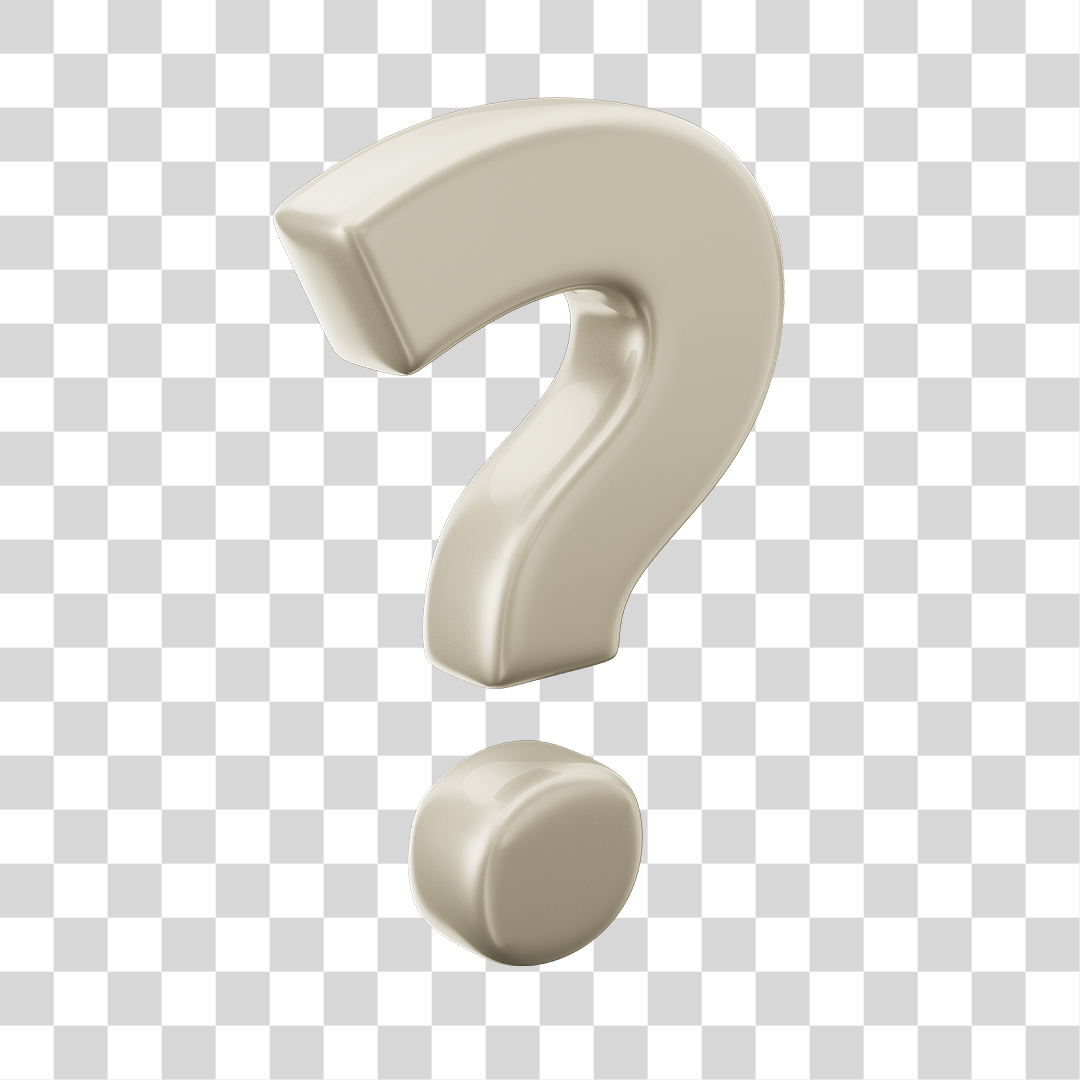 Ponto de Interrogação Branco Elemento 3D PNG Transparente