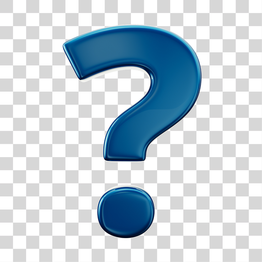 Ponto de Interrogação Azul Elemento 3D PNG Transparente