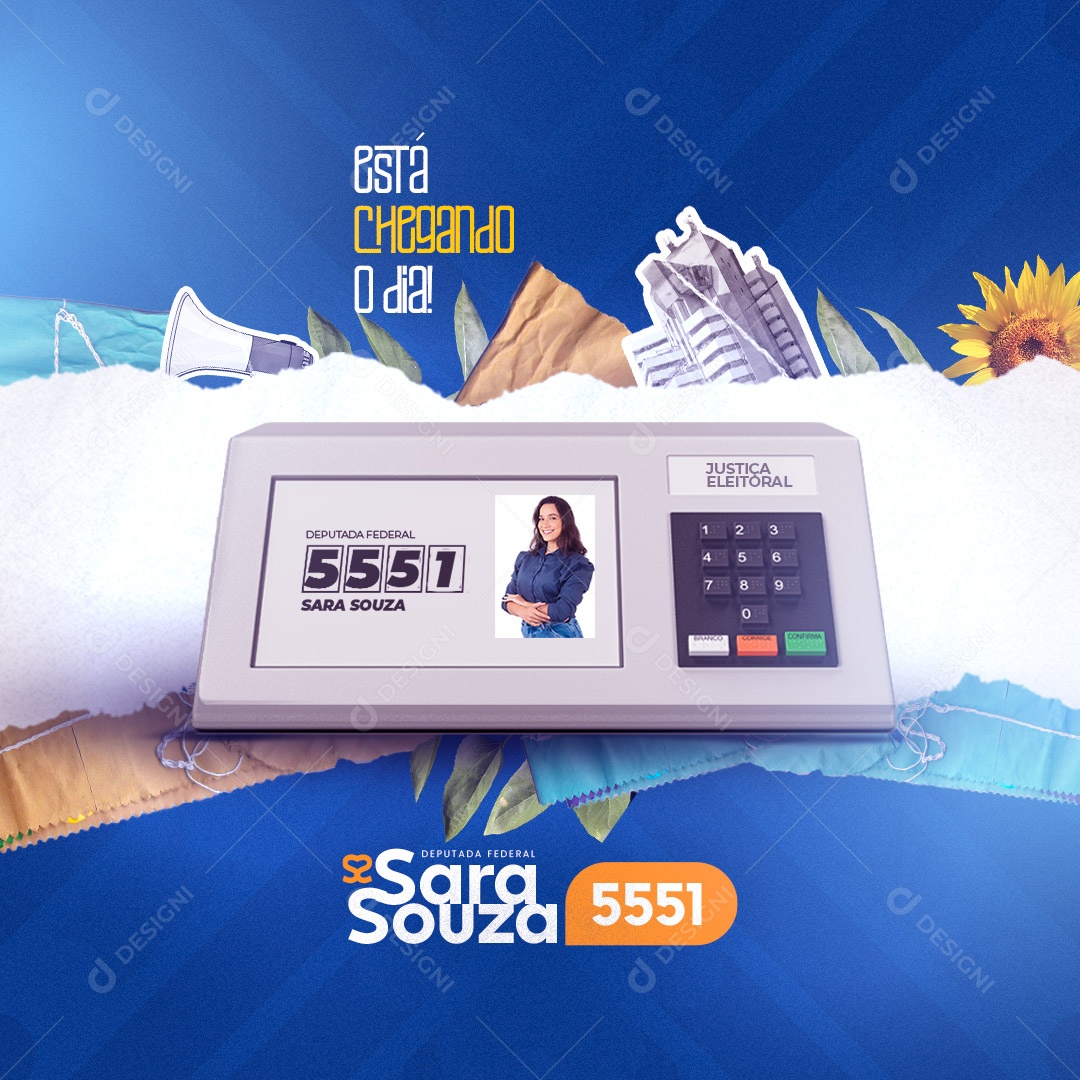 Social Media Política Deputados, Está Chegando o Dia PSD Editável