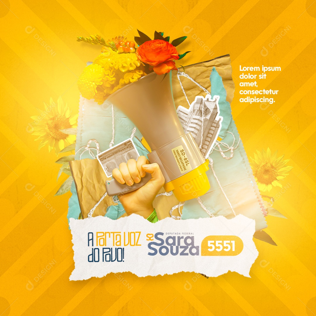 Social Media Política Deputada a Porta Voz do Povo PSD Editável