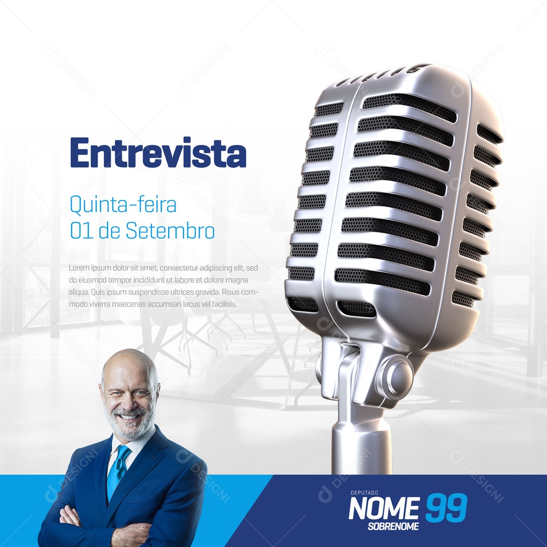 Social Media Política Entrevista com o Candidato a Deputado PSD Editável