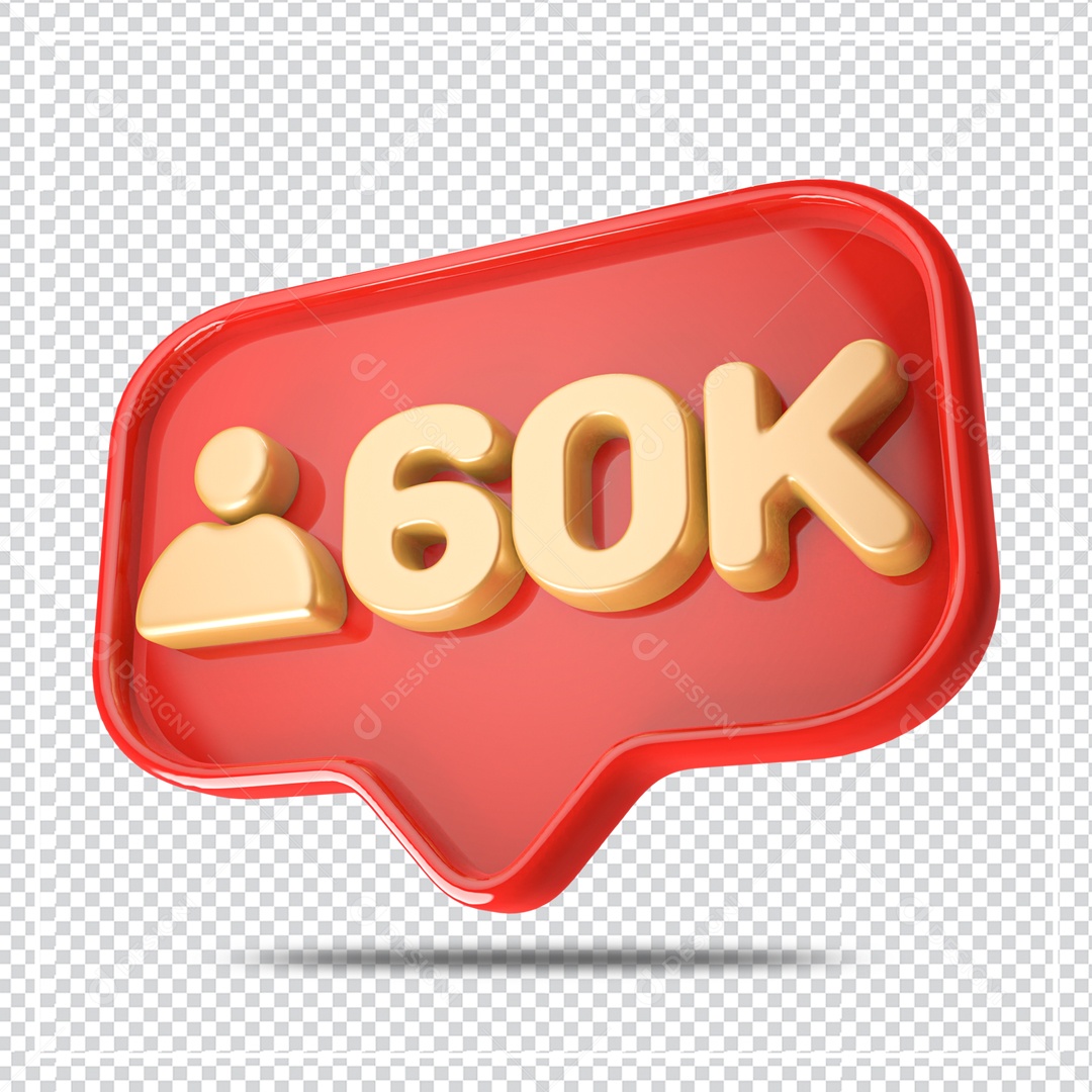 Ícone 3D de perfil com Seguidores 60k Elemento para Composição PSD