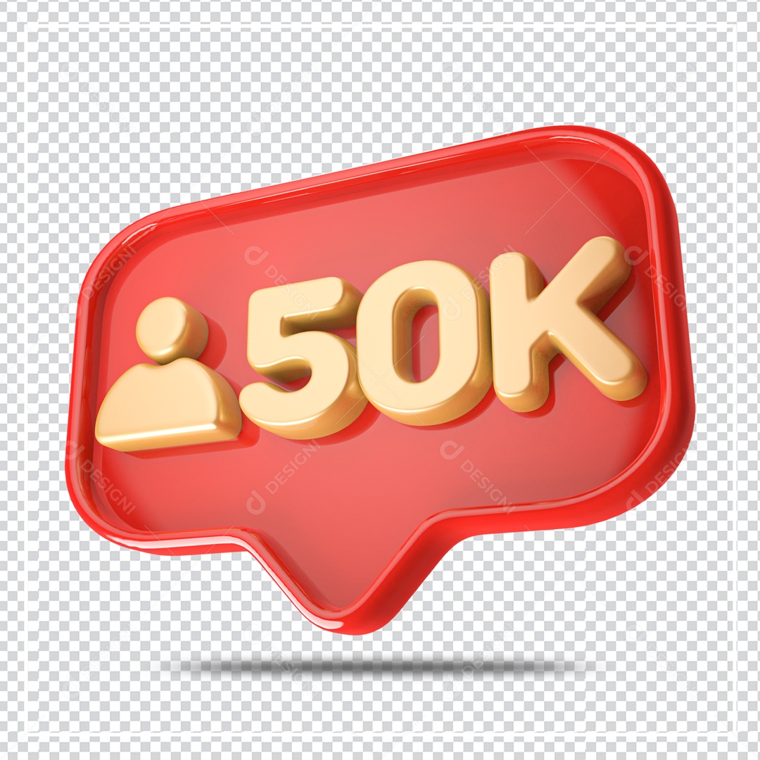 Ícone 3D de perfil com Seguidores 50k Elemento para Composição PSD