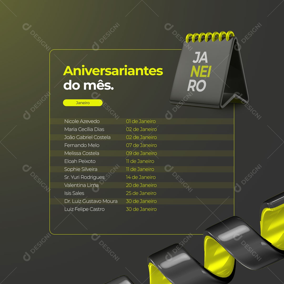 Aniversariantes do Mês Social Media PSD Editável