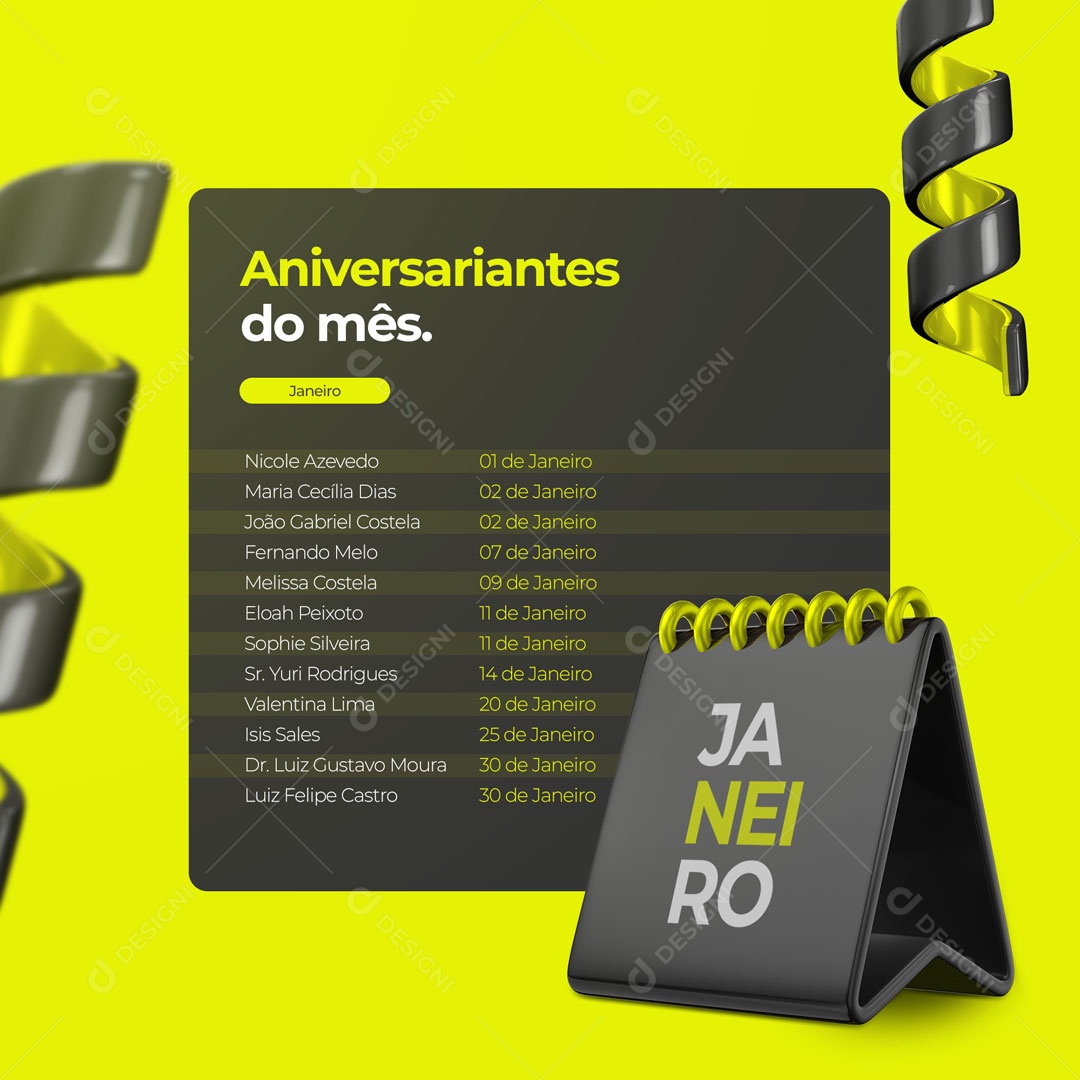 Aniversariantes do Mês Social Media PSD Editável