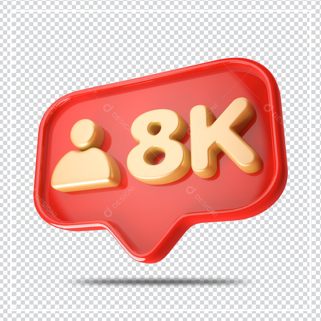 Ícone 3D de perfil com Seguidores 8k Elemento para Composição PSD