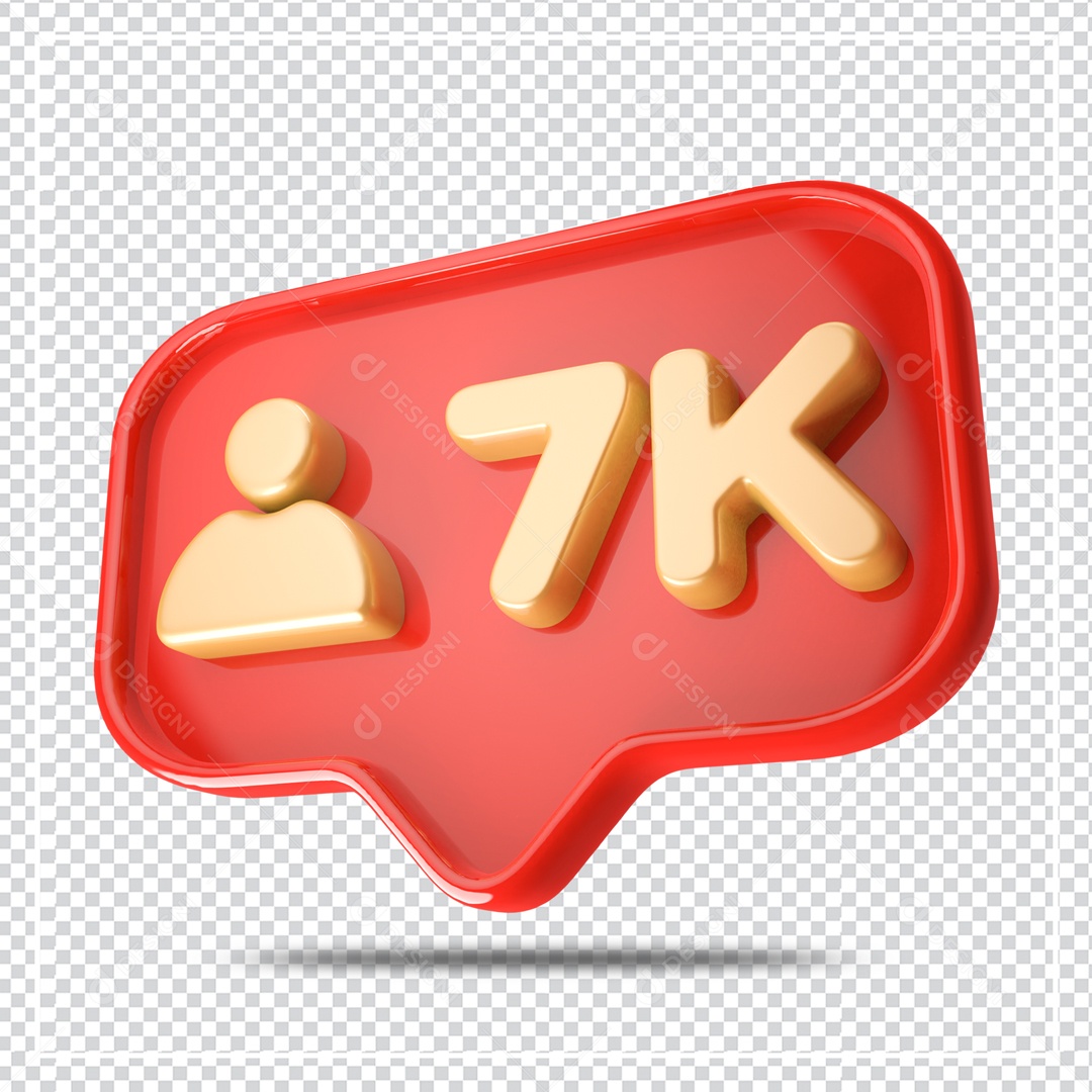 Ícone 3D de perfil com Seguidores 7k Elemento para Composição PSD