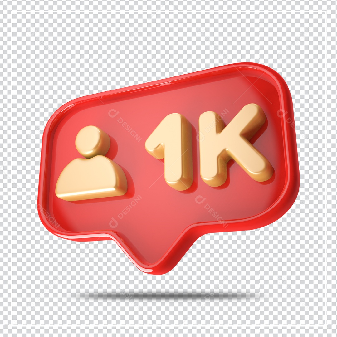 Ícone 3D de perfil com Seguidores 1k Elemento para Composição PSD