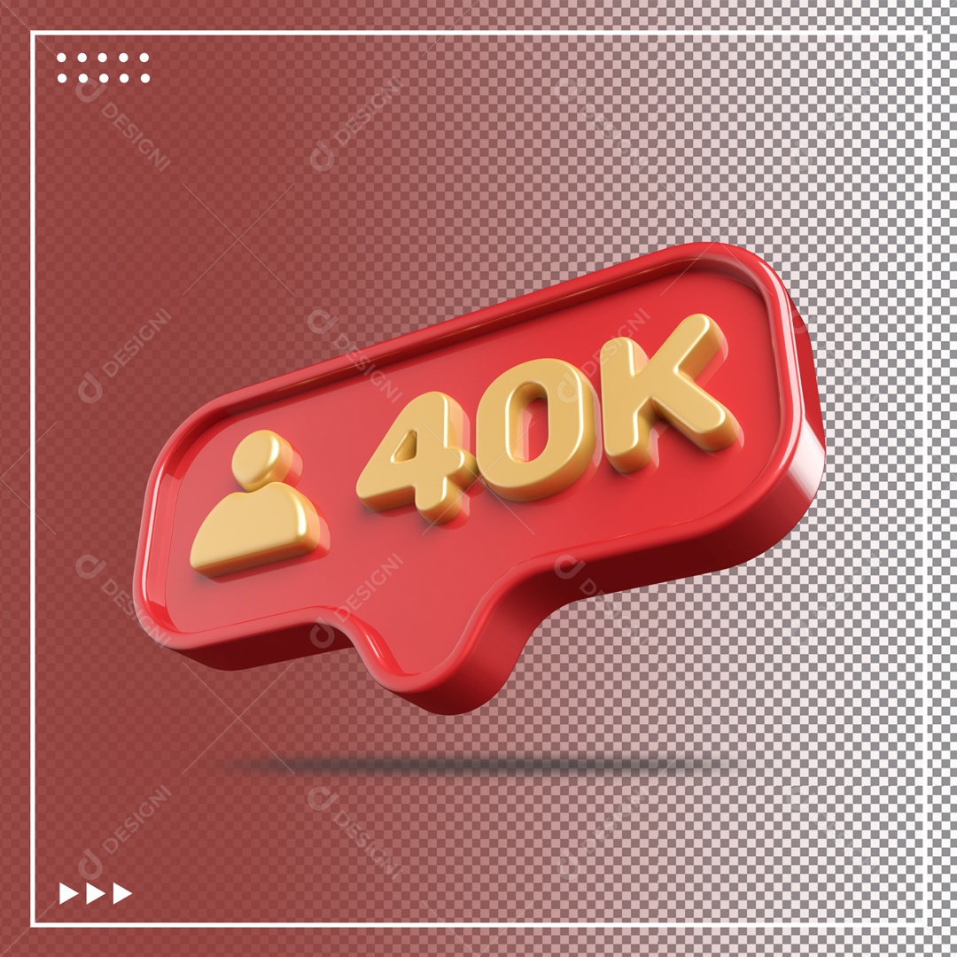 Ícone 3D de perfil com Seguidores 40k Elemento para Composição PSD