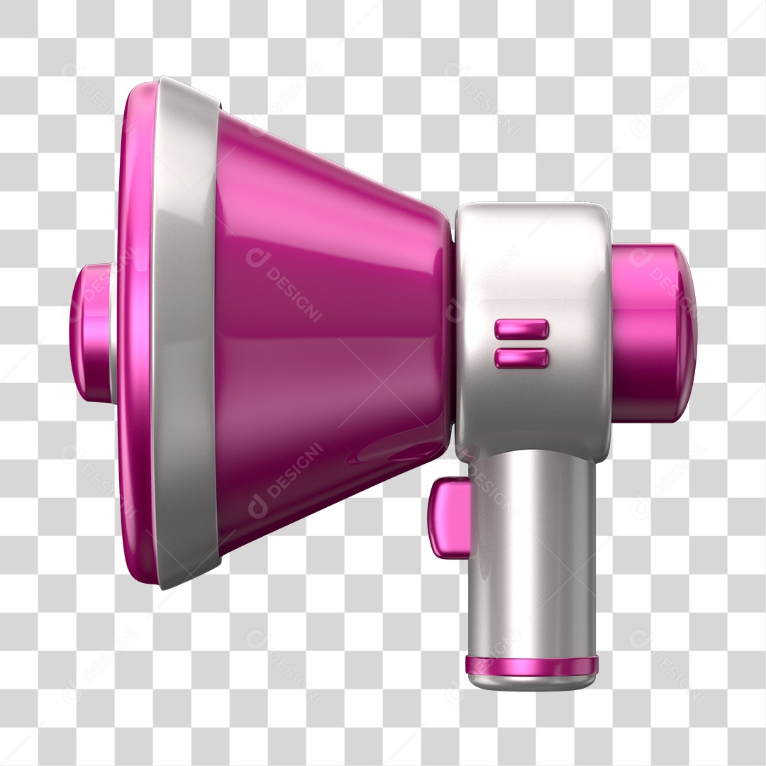 Elemento 3D Megafone Rosa e Branco PNG Transparente