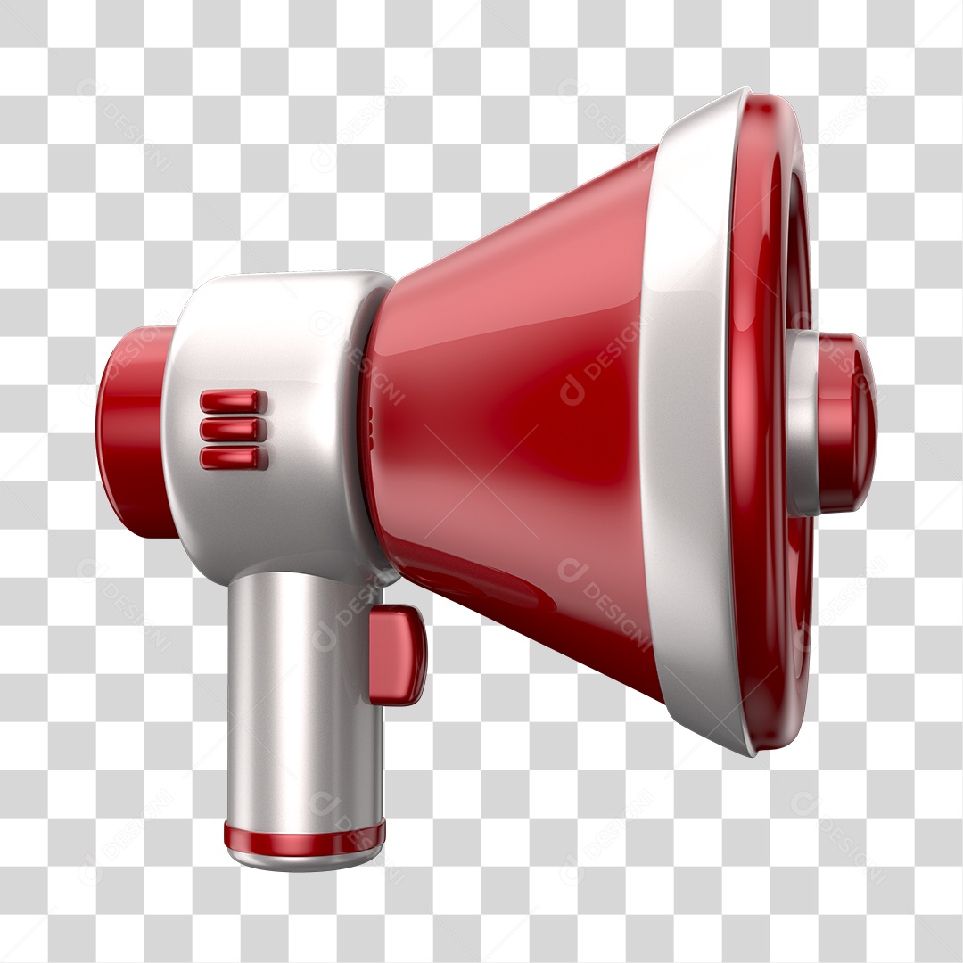 Elemento 3D Megafone Vermelho e Branco PNG Transparente