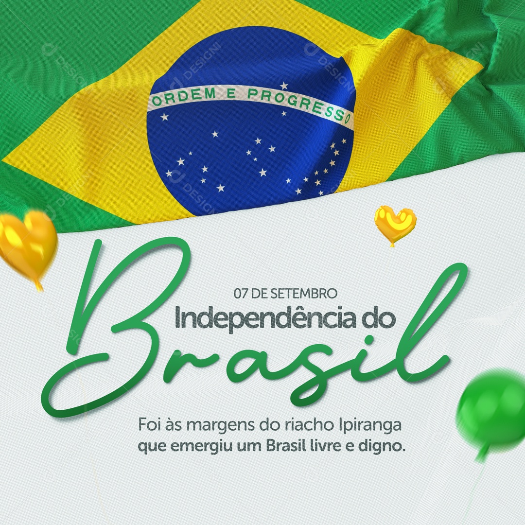 Foi às Margens do Riacho Ipiranga Dia da Independência do Brasil Social Media PSD Editável