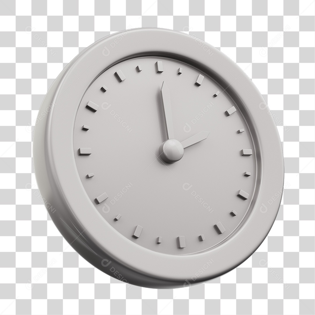 Relógio Branco Elemento 3D PNG Transparente
