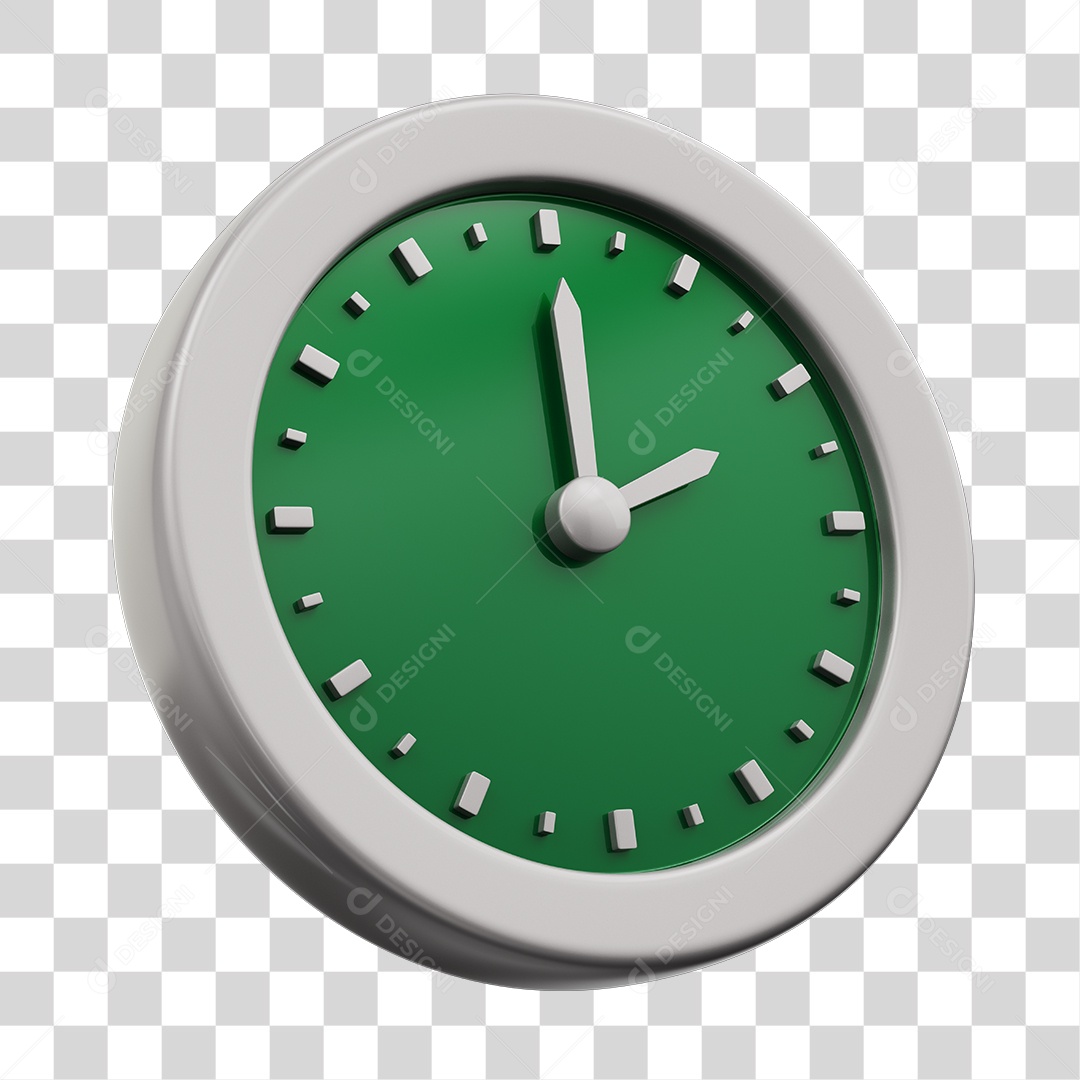 Relógio Verde Com Borda Branca Elemento 3D PNG Transparente