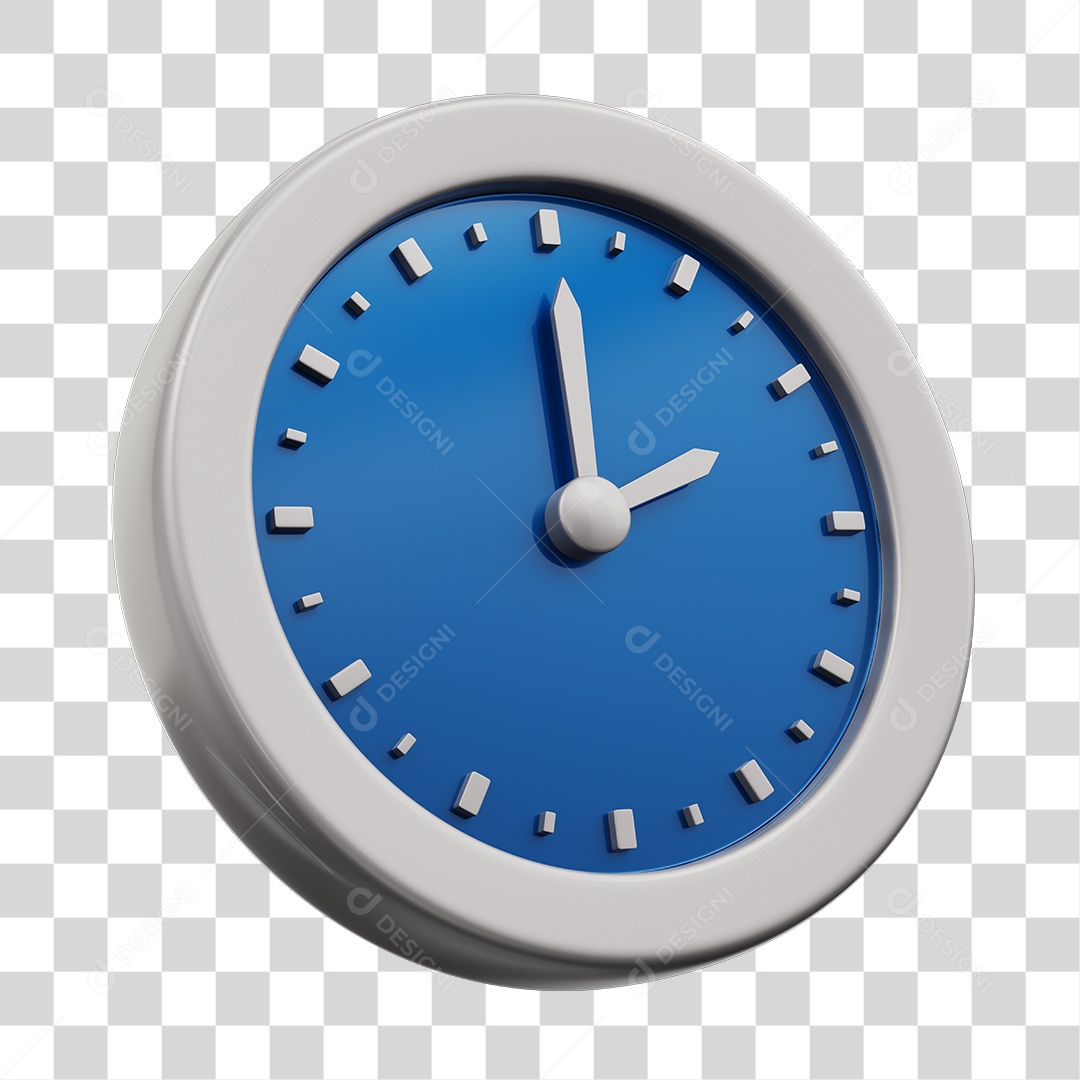 Relógio Azul Com Borda Branca Elemento 3D PNG Transparente