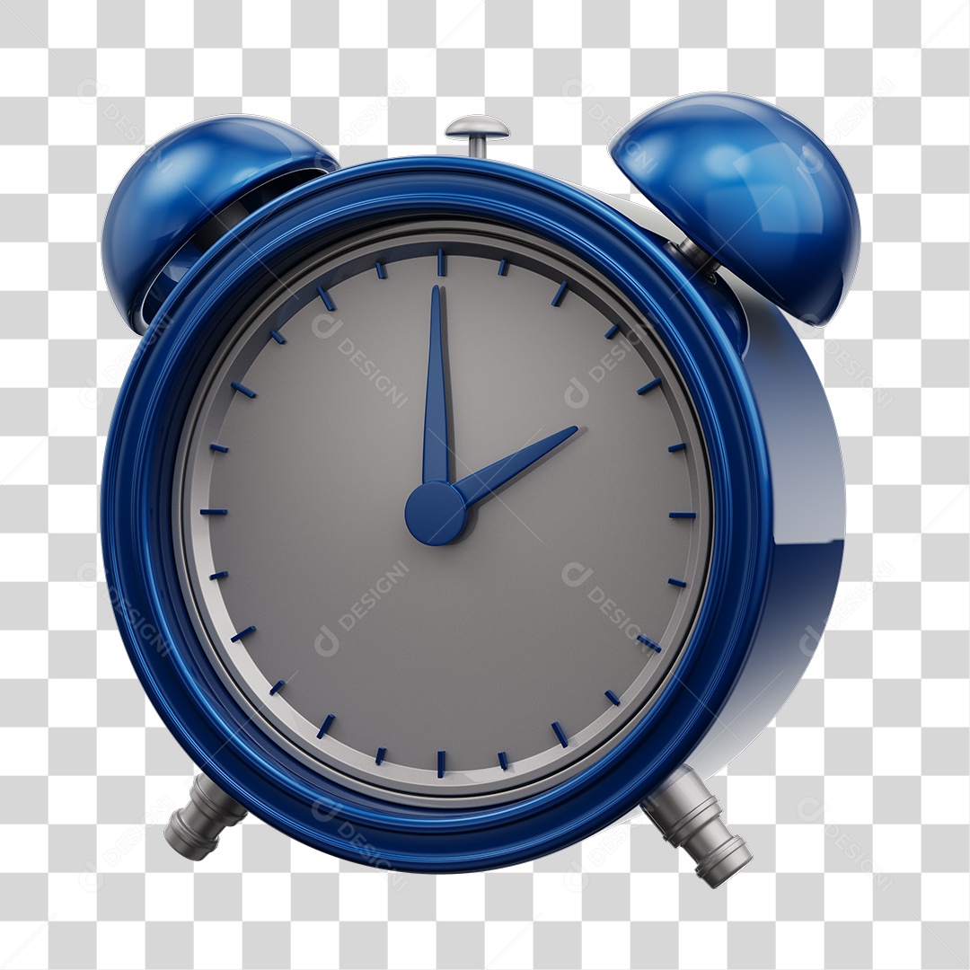 Relógio Despertador Azul Elemento 3D PNG Transparente