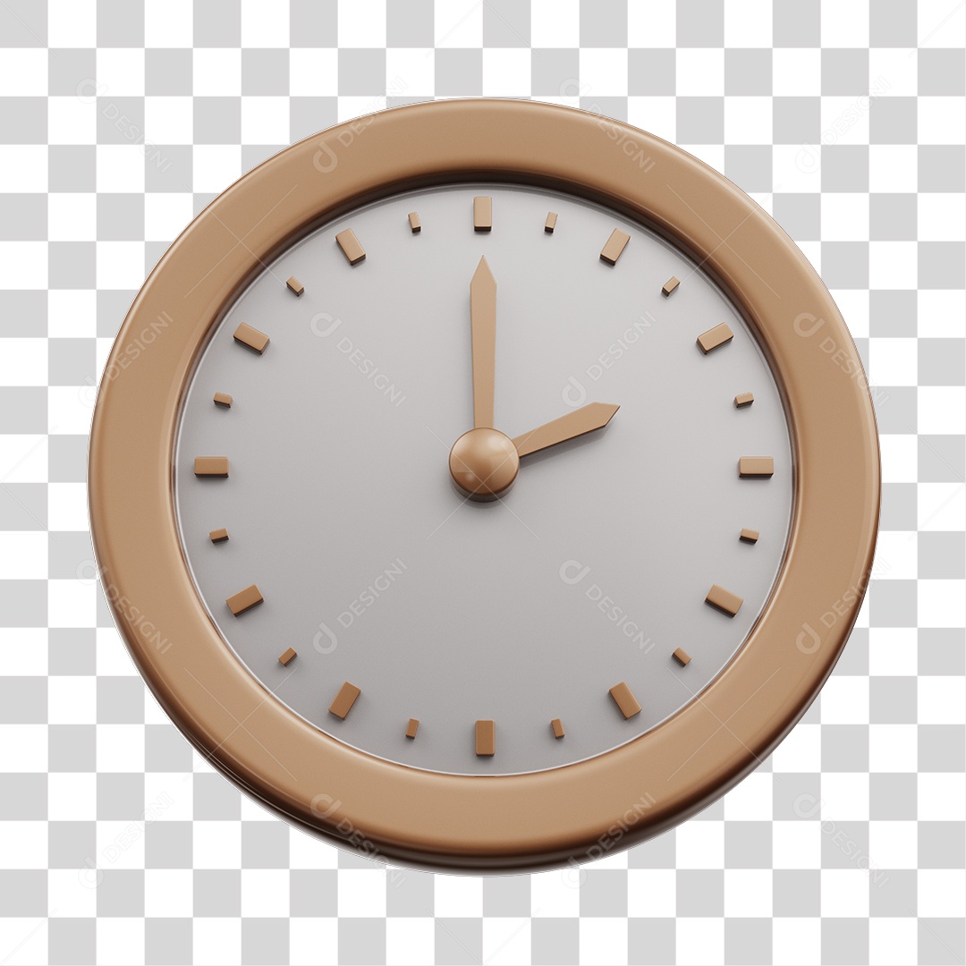 Relógio Branco Elemento 3D PNG Transparente