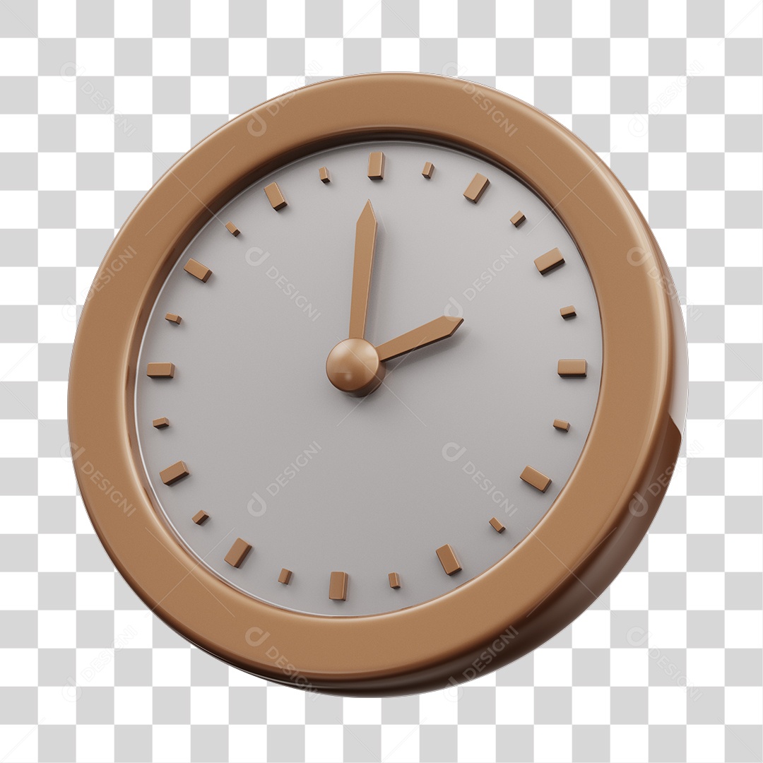 Relógio Branco Elemento 3D PNG Transparente