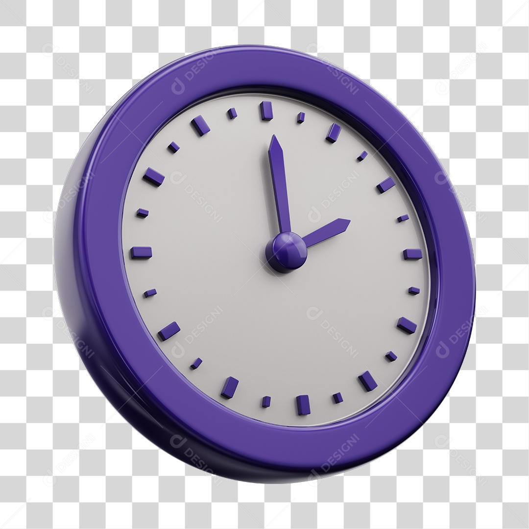 Relógio Branco Elemento 3D PNG Transparente