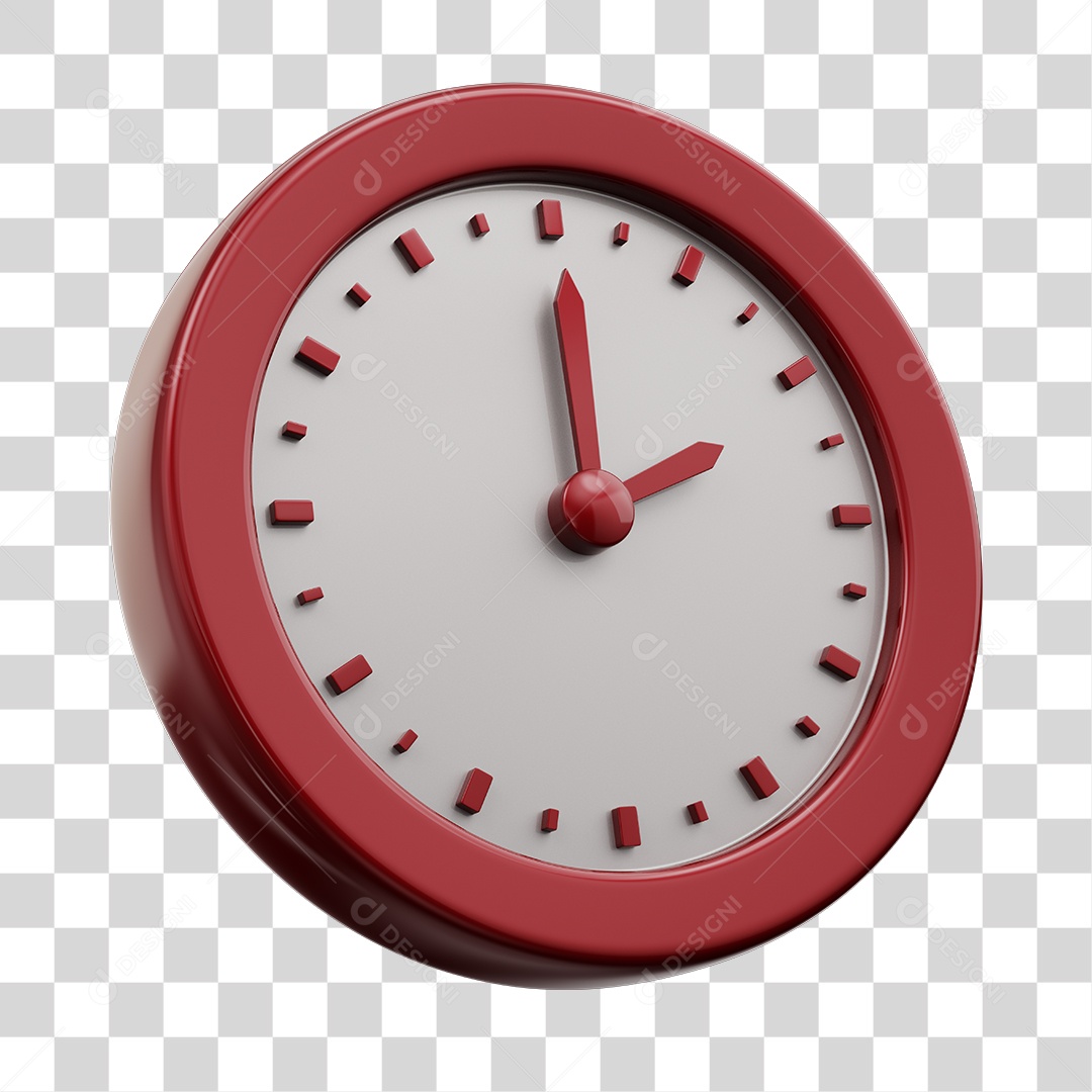 Relógio Branco Elemento 3D PNG Transparente