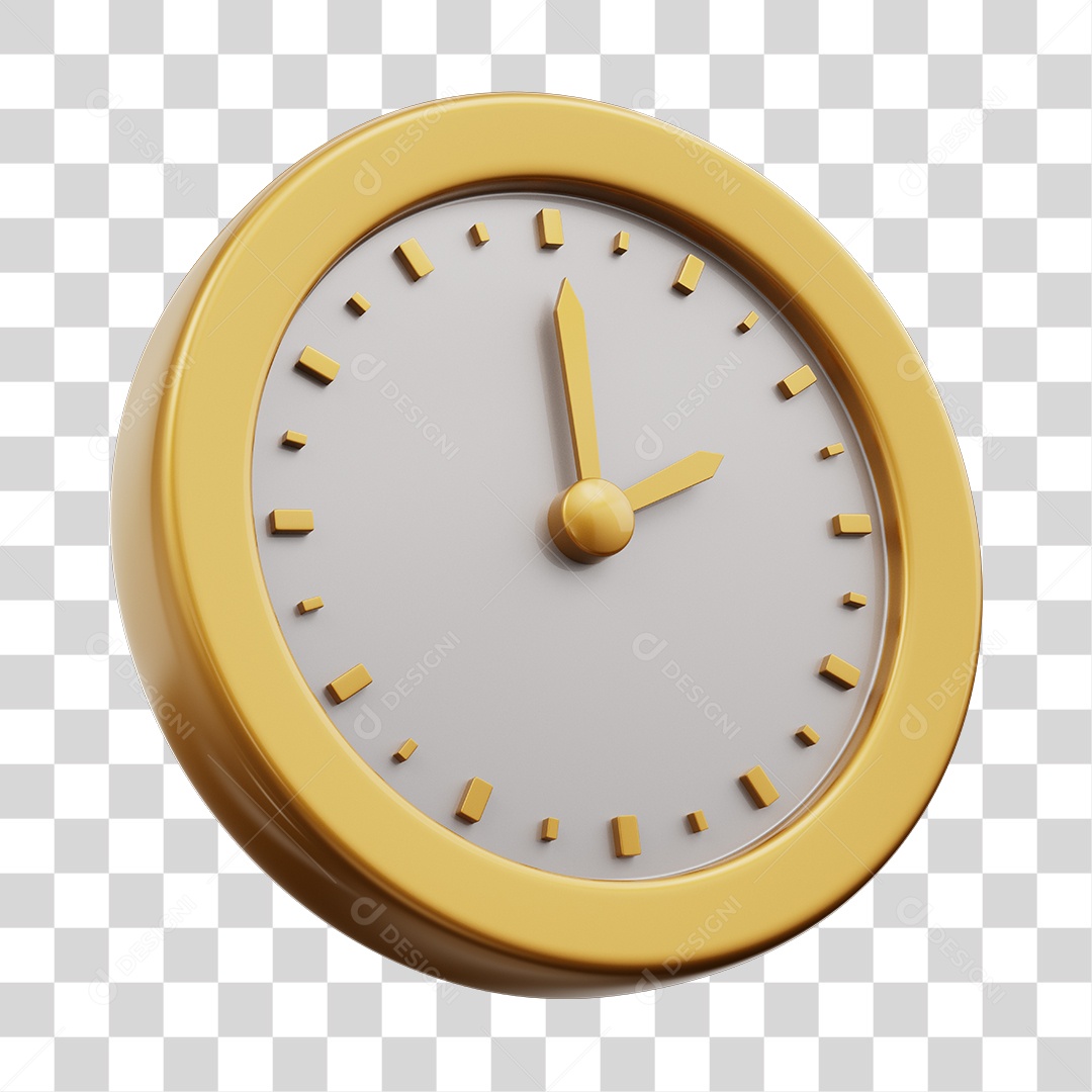 Relógio Branco Elemento 3D PNG Transparente