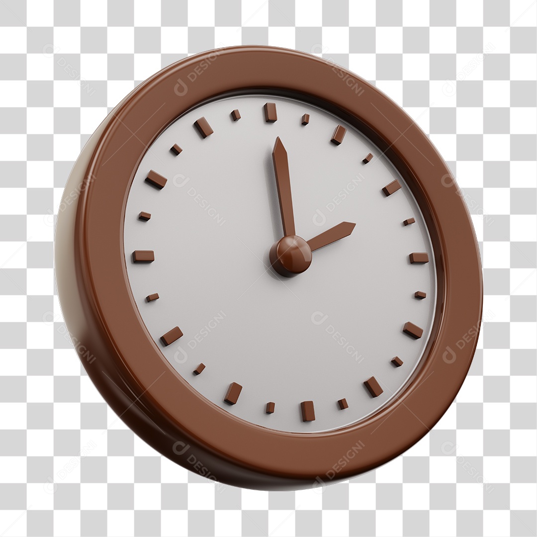 Relógio Branco Elemento 3D PNG Transparente