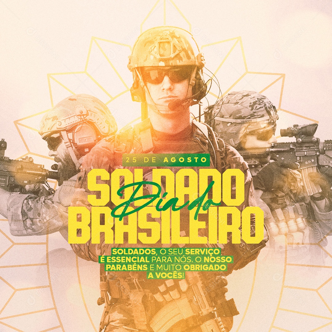 Soldados o seu serviço é essencial para nós Dia do Soldado Social Media PSD Editável