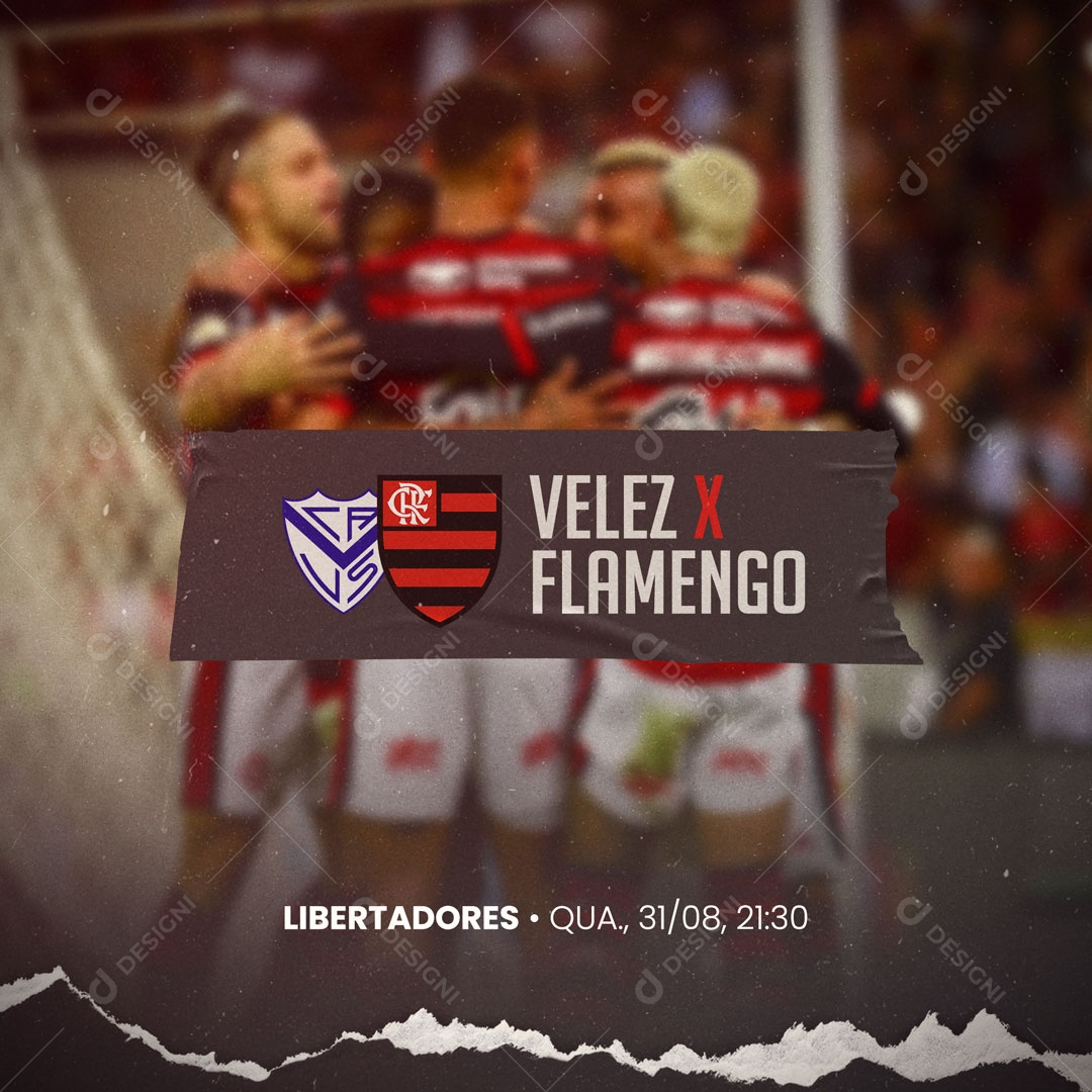 Social Media Futebol Semifinal da Copa Libertadores da América Vélez VS Flamengo PSD Editável