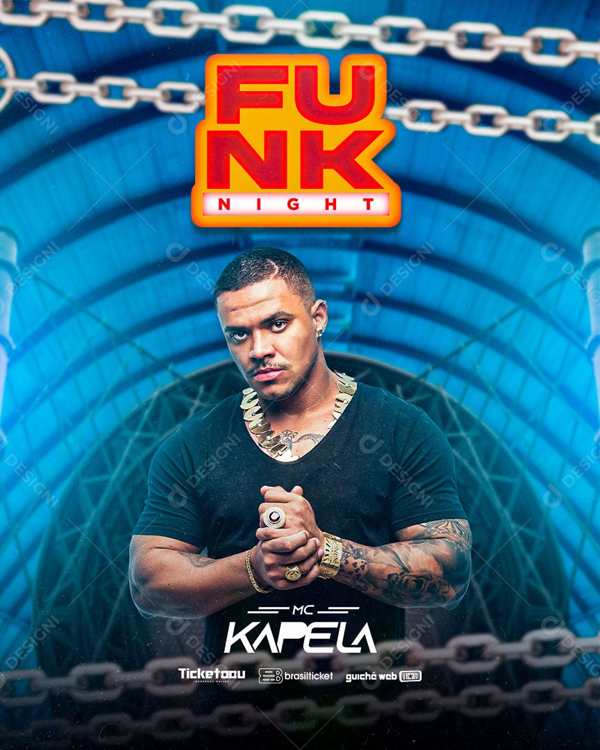 Flyer Show Funk Night MC Kabela Social Media PSD Editável