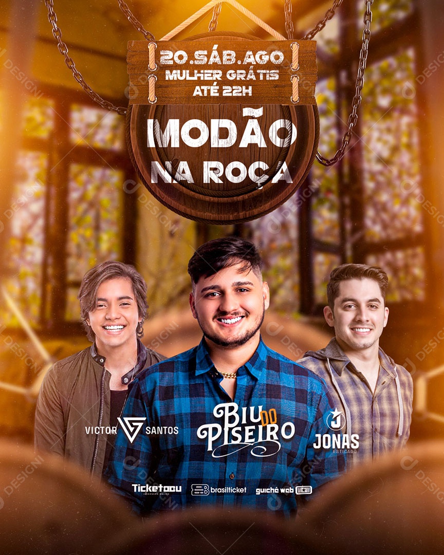 Flyer Modão na Roça Biu do Piseiro Social Media PSD Editável