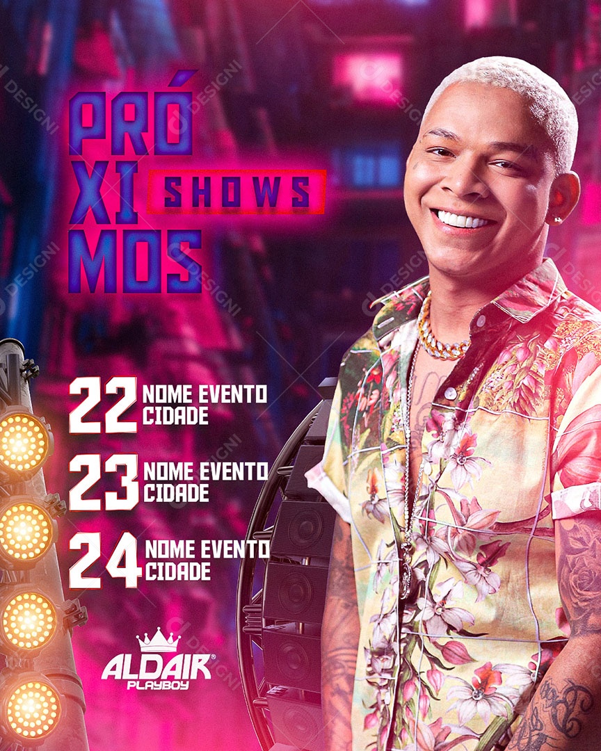 Flyer Proximos Shows Aldair Playboy Social Media PSD Editável