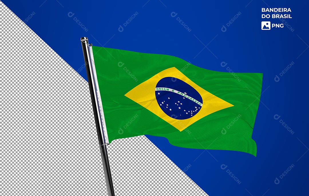 Bandeira do Brasil Elemento 3D Para Composição PSD