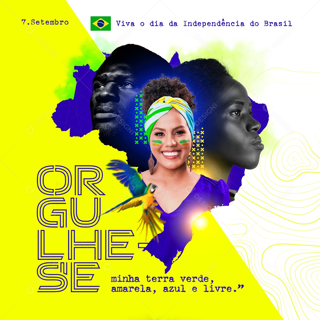 Orgulhe se minha terra verde Dia da Independência do Brasil Social Media PSD Editável