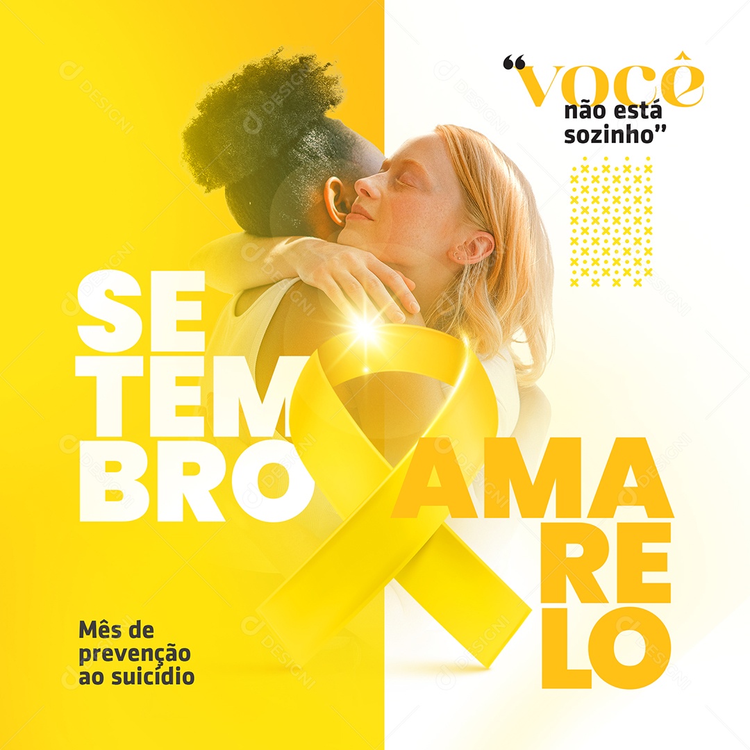 Você não está sozinho Mês de Prevenção ao Suicídio Setembro Amarelo Social Media PSD Editável