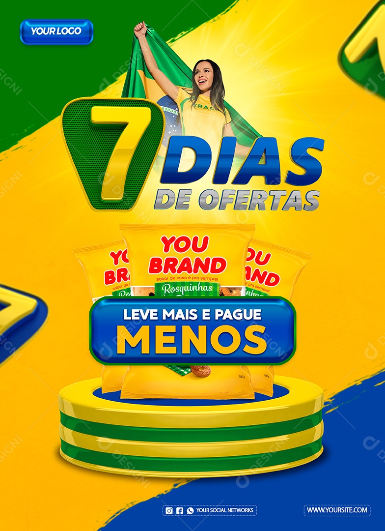 Leve mais pague menos 7 Dias de Ofertas Supermercado Social Media PSD Editável