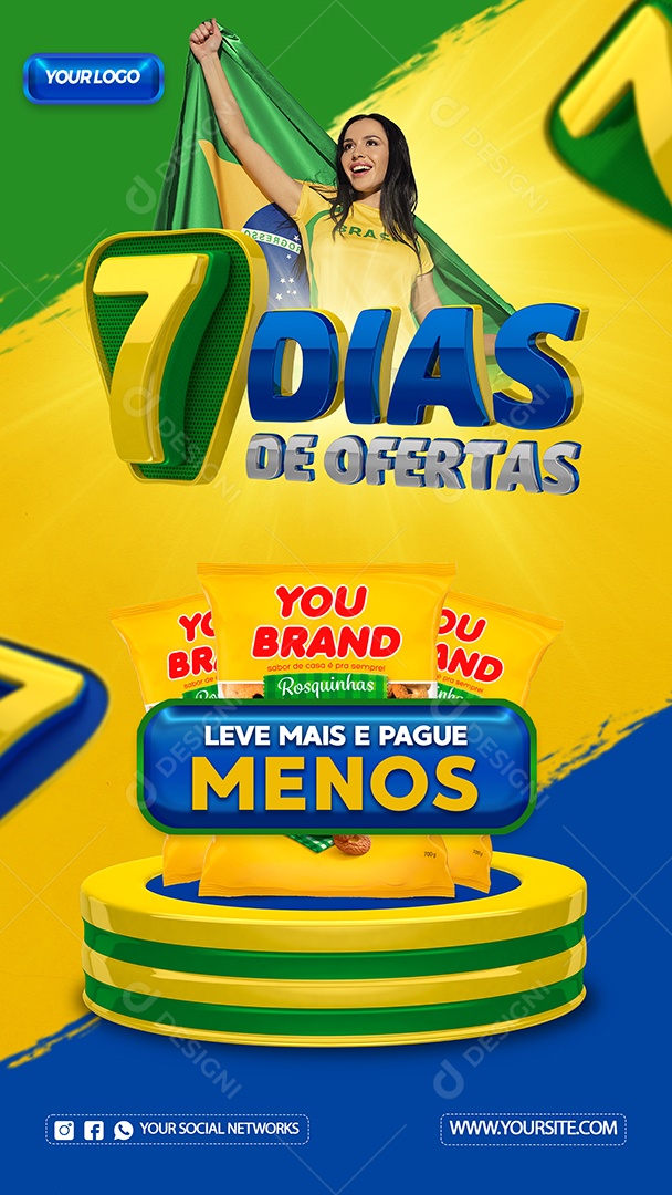 Story Leve mais pague menos 7 Dias de Ofertas Supermercado Social Media PSD Editável