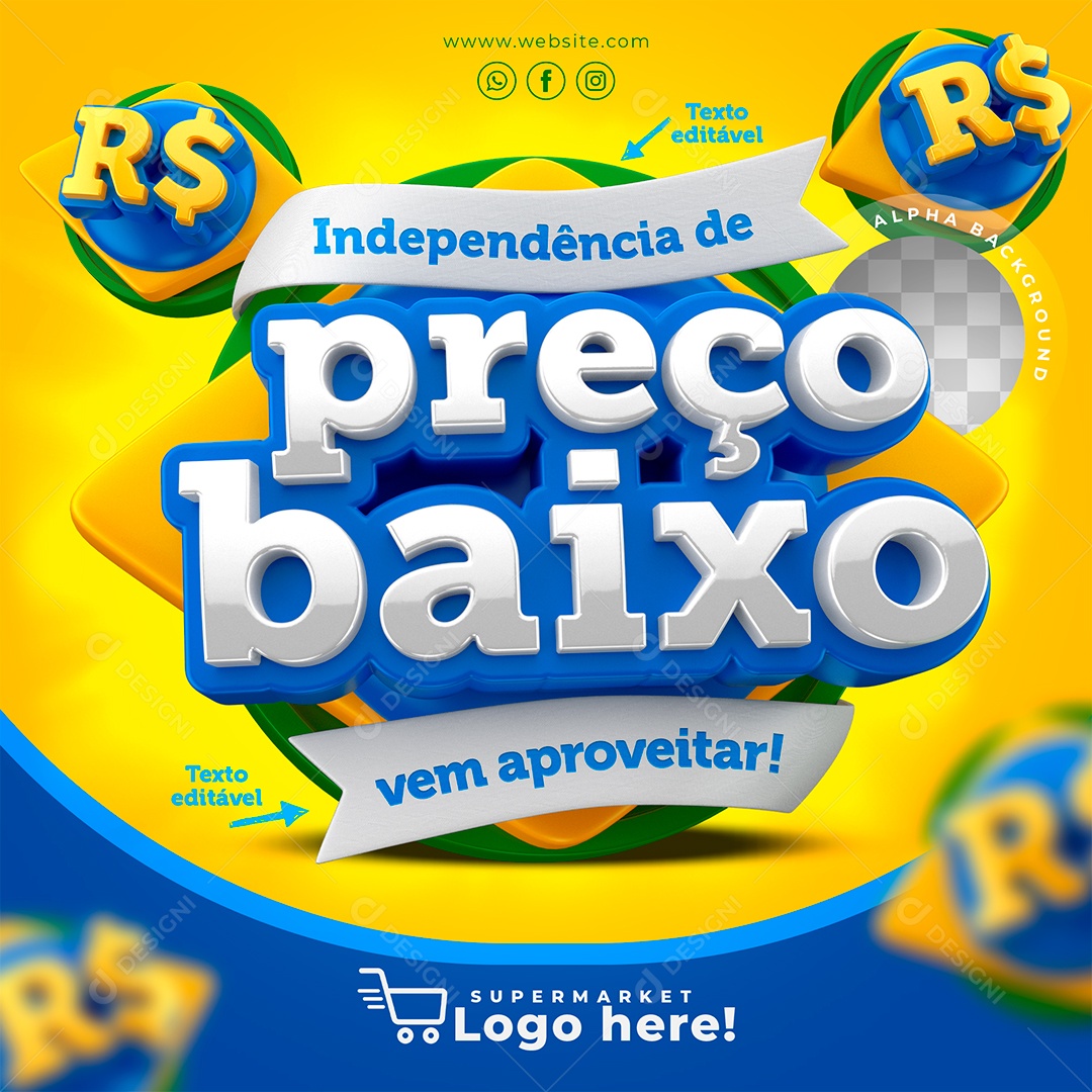 Independência de Preço Baixo Vem Aproveitar Selo 3D para Composição PSD